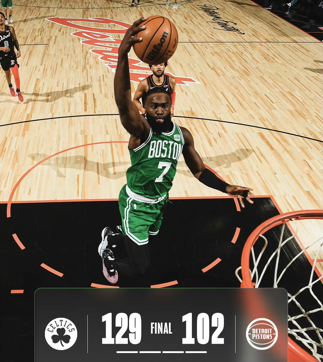 凯尔特人客场击败活塞保持领先